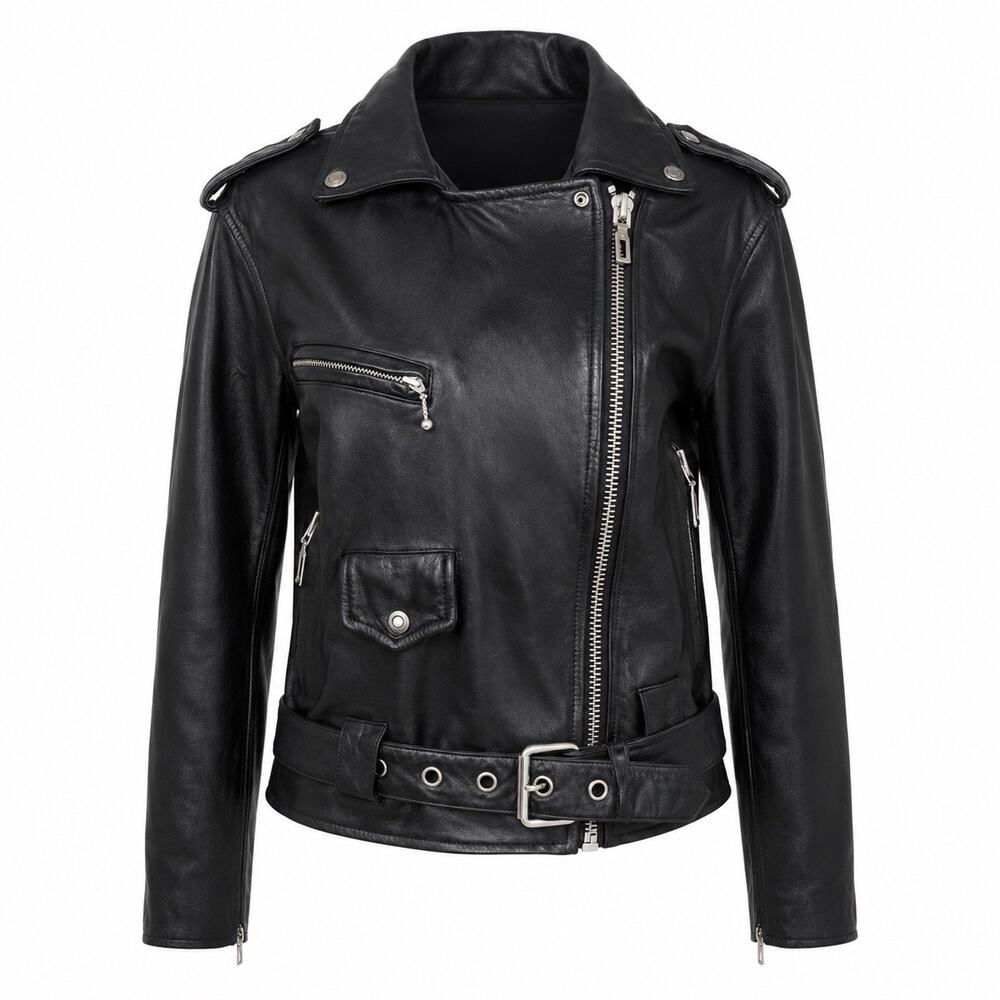 VTG Virginia Slims V Wear Women’s 100% Black Leather Motorcycle Jacket S
